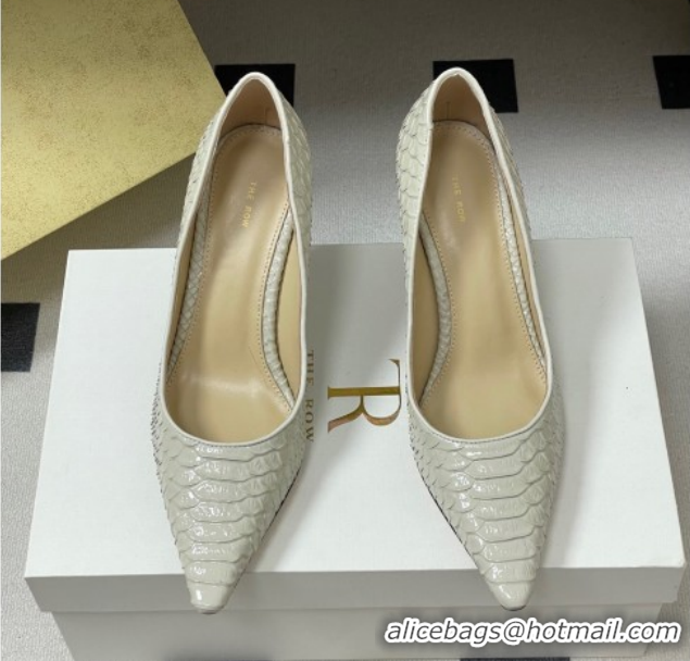 Best Product The Row Liisa Two Pumps 8.5cm in Embossed Leather TR120813 White 2026