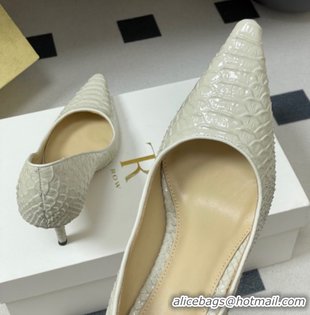 Best Product The Row Liisa Two Pumps 8.5cm in Embossed Leather TR120813 White 2026