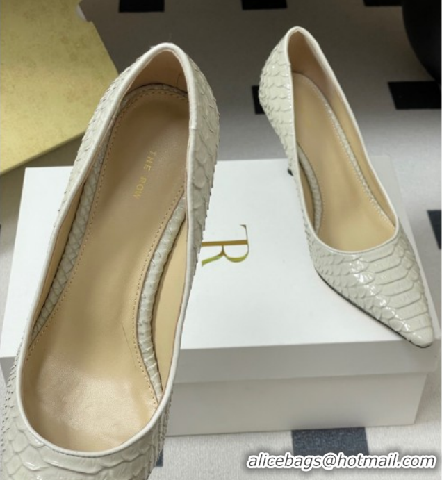 Best Product The Row Liisa Two Pumps 8.5cm in Embossed Leather TR120813 White 2026