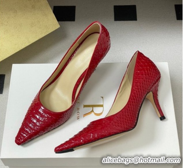 Shop Duplicate The Row Liisa Two Pumps 8.5cm in Embossed Leather TR120813 Red 2026