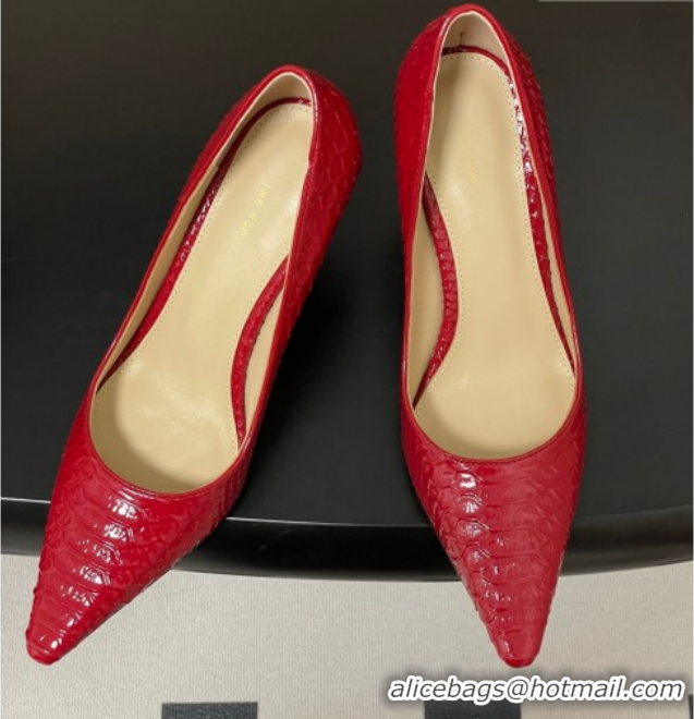 Shop Duplicate The Row Liisa Two Pumps 8.5cm in Embossed Leather TR120813 Red 2026