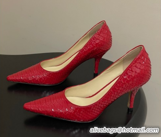 Shop Duplicate The Row Liisa Two Pumps 8.5cm in Embossed Leather TR120813 Red 2026