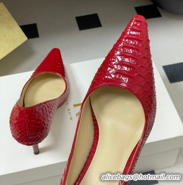 Shop Duplicate The Row Liisa Two Pumps 8.5cm in Embossed Leather TR120813 Red 2026