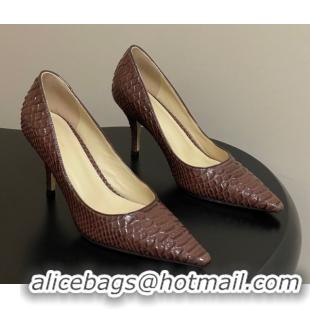 Good Quality The Row Liisa Two Pumps 8.5cm in Embossed Leather TR120813 Brown 2026