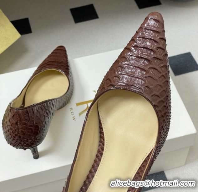 Good Quality The Row Liisa Two Pumps 8.5cm in Embossed Leather TR120813 Brown 2026