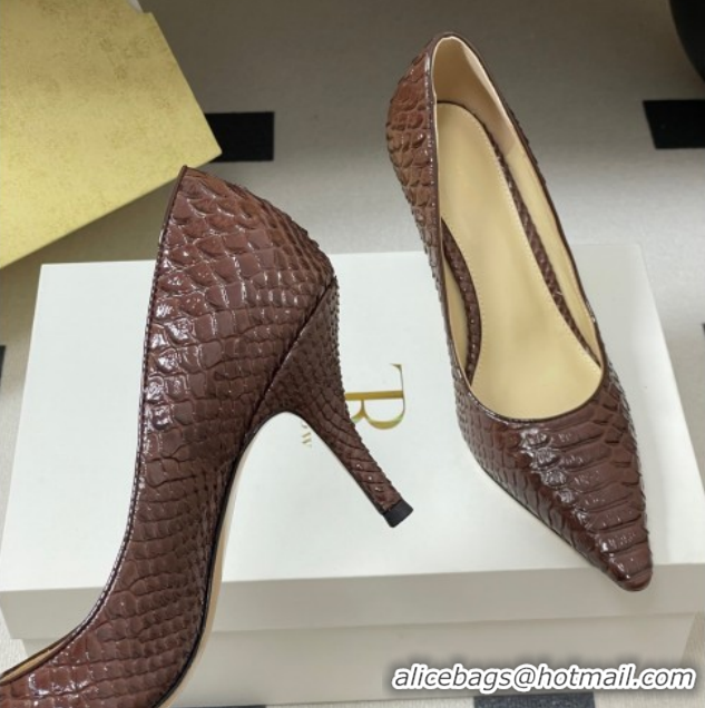 Good Quality The Row Liisa Two Pumps 8.5cm in Embossed Leather TR120813 Brown 2026