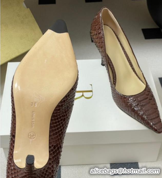Good Quality The Row Liisa Two Pumps 8.5cm in Embossed Leather TR120813 Brown 2026