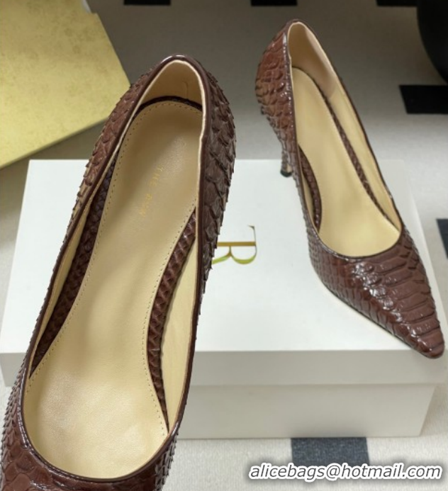 Good Quality The Row Liisa Two Pumps 8.5cm in Embossed Leather TR120813 Brown 2026