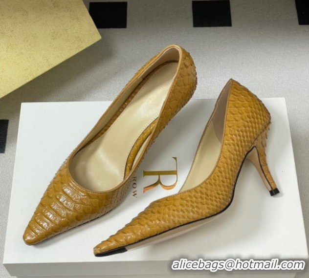 Grade Quality The Row Liisa Two Pumps 8.5cm in Embossed Leather TR120813 Yellow 2026