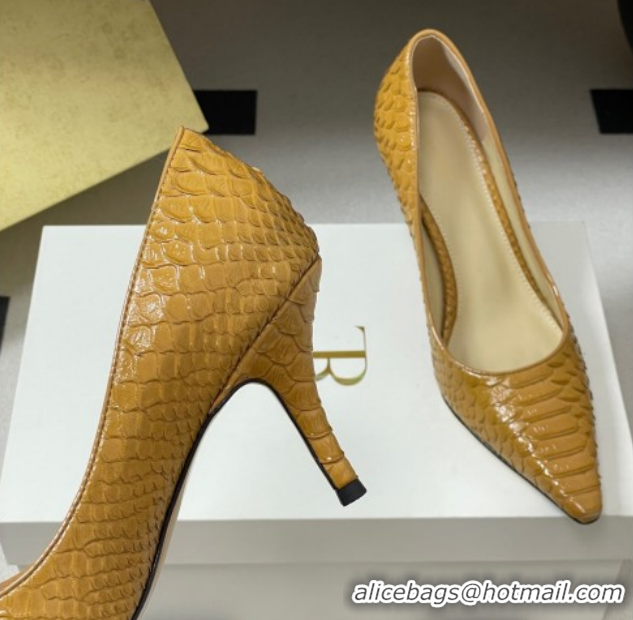 Grade Quality The Row Liisa Two Pumps 8.5cm in Embossed Leather TR120813 Yellow 2026