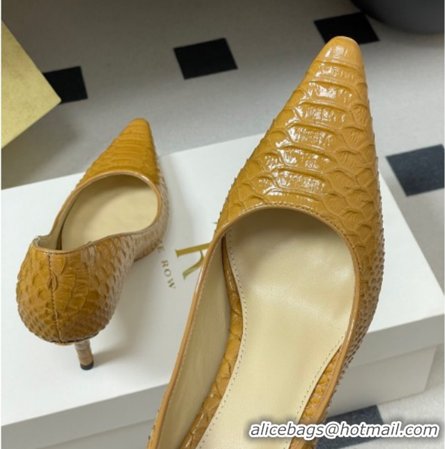 Grade Quality The Row Liisa Two Pumps 8.5cm in Embossed Leather TR120813 Yellow 2026