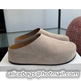 Top Design The Row Suede Platform Mules Grey 0224056 2026