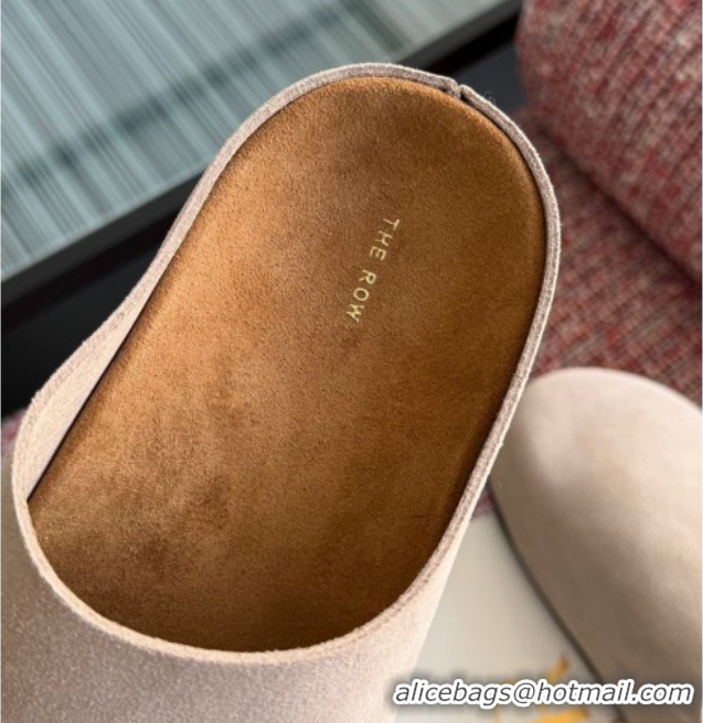 Top Design The Row Suede Platform Mules Grey 0224056 2026