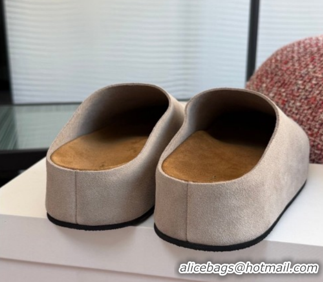 Top Design The Row Suede Platform Mules Grey 0224056 2026