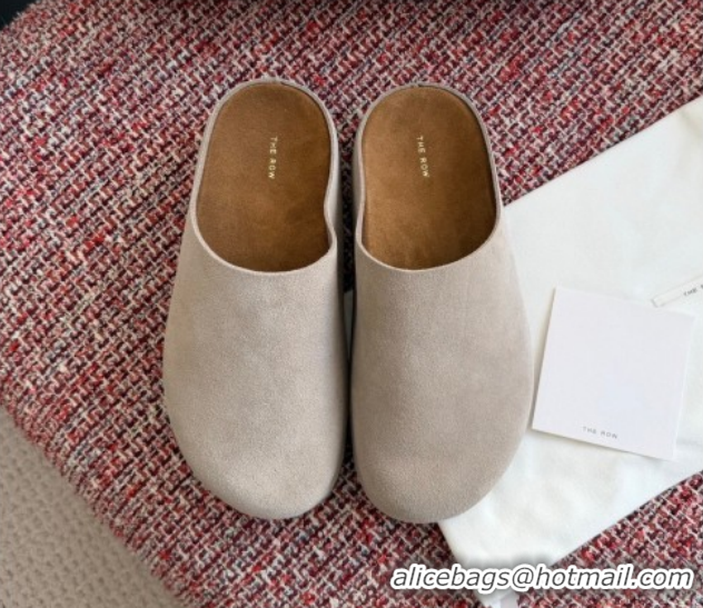 Top Design The Row Suede Platform Mules Grey 0224056 2026
