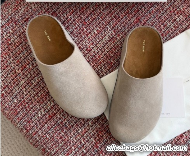 Top Design The Row Suede Platform Mules Grey 0224056 2026