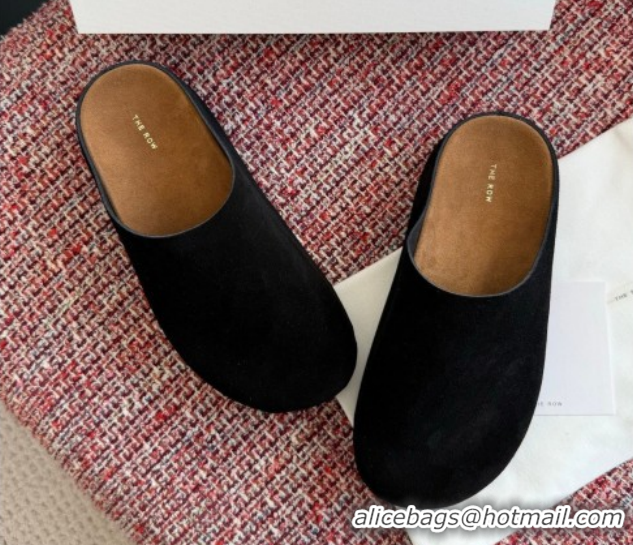 Low Cost The Row Suede Platform Mules Black 0224058 2026