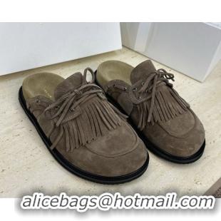 Popular Style The Row Suede Mules with Tassel Grey 0224059 2026