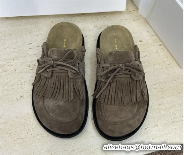 Popular Style The Row Suede Mules with Tassel Grey 0224059 2026