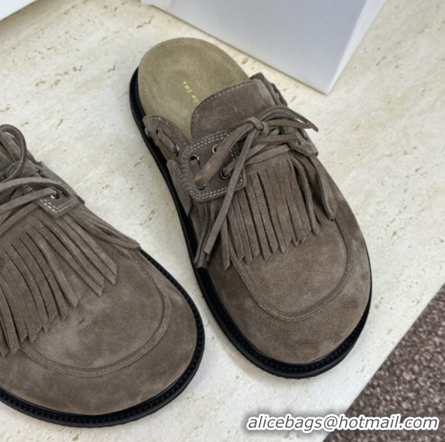 Popular Style The Row Suede Mules with Tassel Grey 0224059 2026