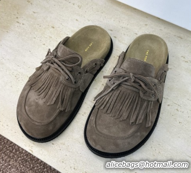 Popular Style The Row Suede Mules with Tassel Grey 0224059 2026
