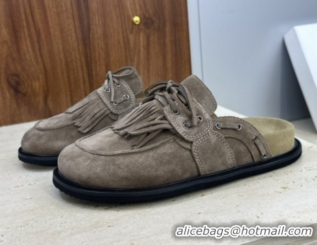 Popular Style The Row Suede Mules with Tassel Grey 0224059 2026