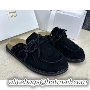 Big Discount The Row Suede Mules with Tassel Black 0224060 2026