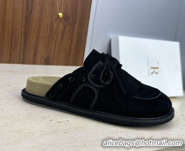 Big Discount The Row Suede Mules with Tassel Black 0224060 2026