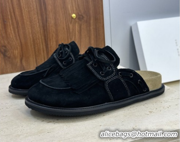 Big Discount The Row Suede Mules with Tassel Black 0224060 2026
