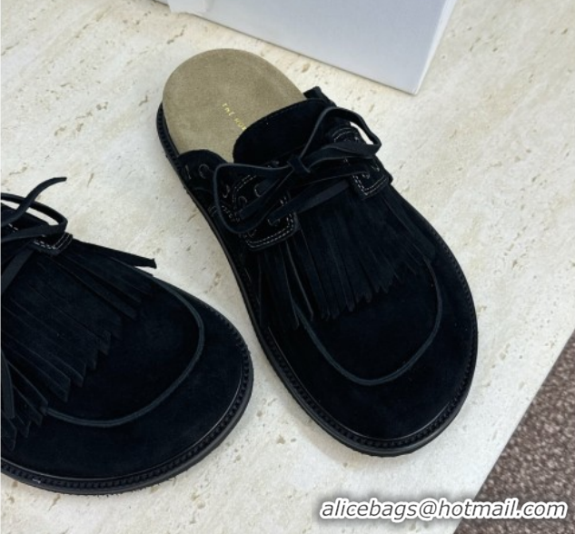Big Discount The Row Suede Mules with Tassel Black 0224060 2026