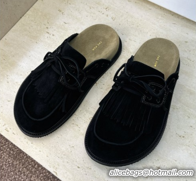 Big Discount The Row Suede Mules with Tassel Black 0224060 2026