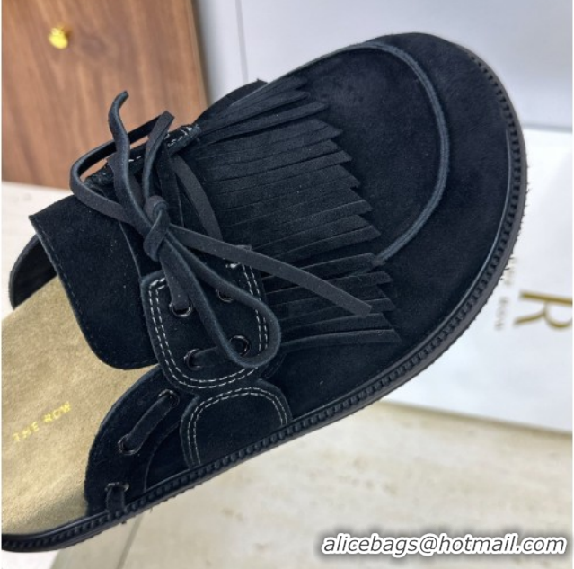 Big Discount The Row Suede Mules with Tassel Black 0224060 2026