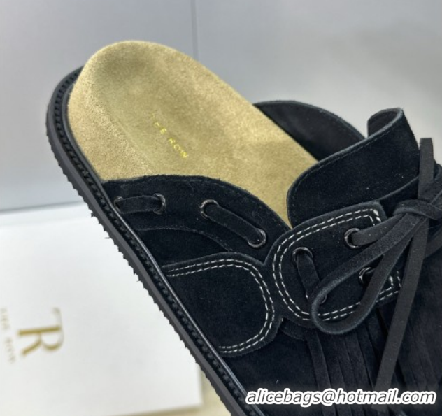 Big Discount The Row Suede Mules with Tassel Black 0224060 2026