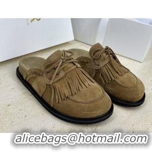 Best Price The Row Suede Mules with Tassel Brown 0224061 2026