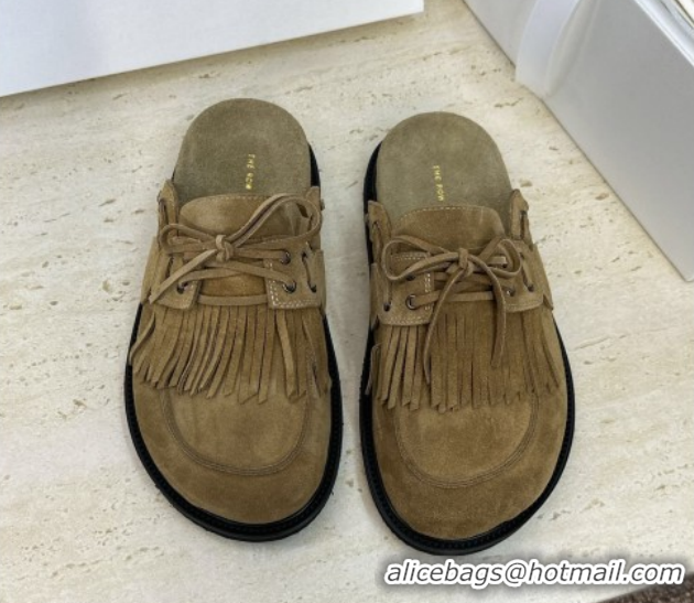 Best Price The Row Suede Mules with Tassel Brown 0224061 2026
