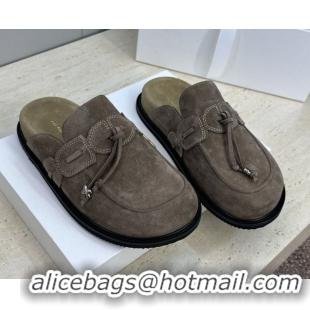 Best Grade The Row Suede Mules with Tie Grey 0224062 2026