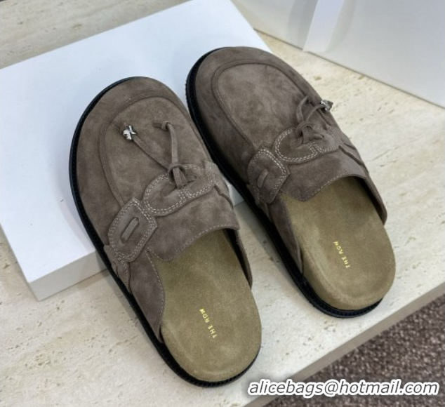 Best Grade The Row Suede Mules with Tie Grey 0224062 2026