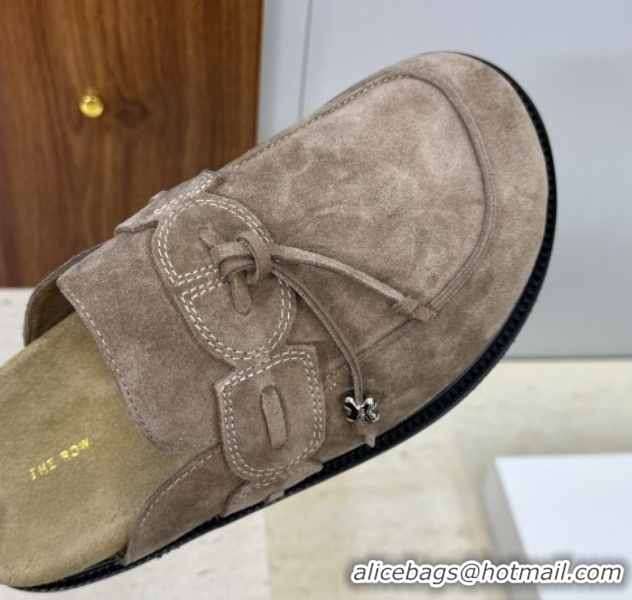 Best Grade The Row Suede Mules with Tie Grey 0224062 2026