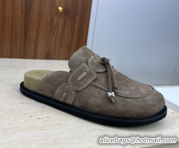 Best Grade The Row Suede Mules with Tie Grey 0224062 2026