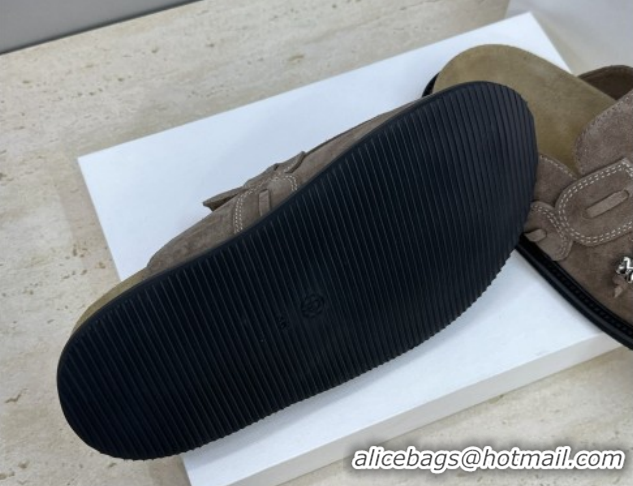 Best Grade The Row Suede Mules with Tie Grey 0224062 2026