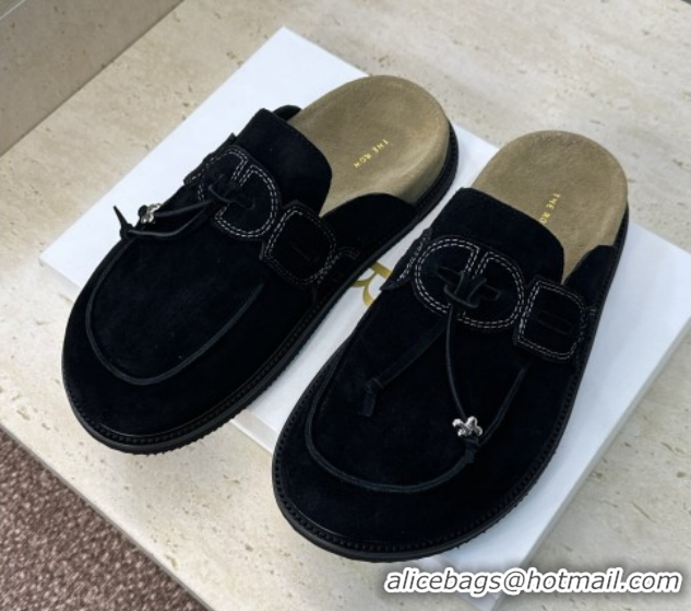 Top Grade The Row Suede Mules with Tie Black 0224063 2026
