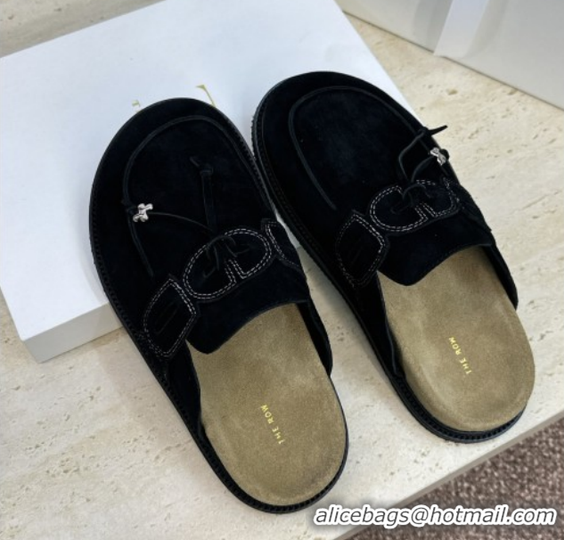 Top Grade The Row Suede Mules with Tie Black 0224063 2026
