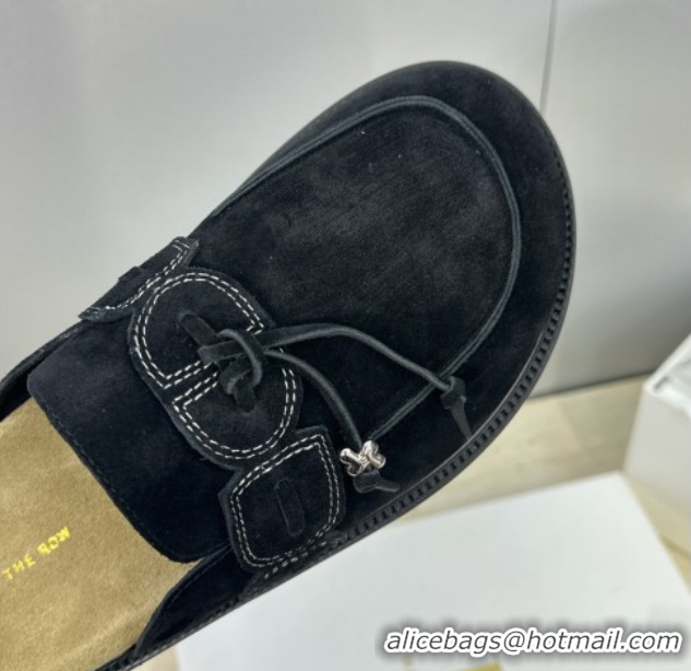 Top Grade The Row Suede Mules with Tie Black 0224063 2026