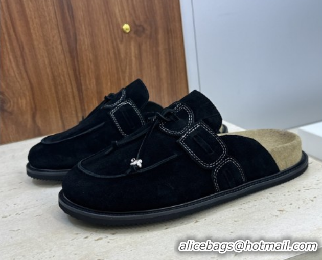 Top Grade The Row Suede Mules with Tie Black 0224063 2026