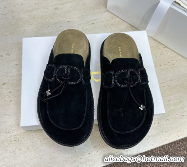 Top Grade The Row Suede Mules with Tie Black 0224063 2026
