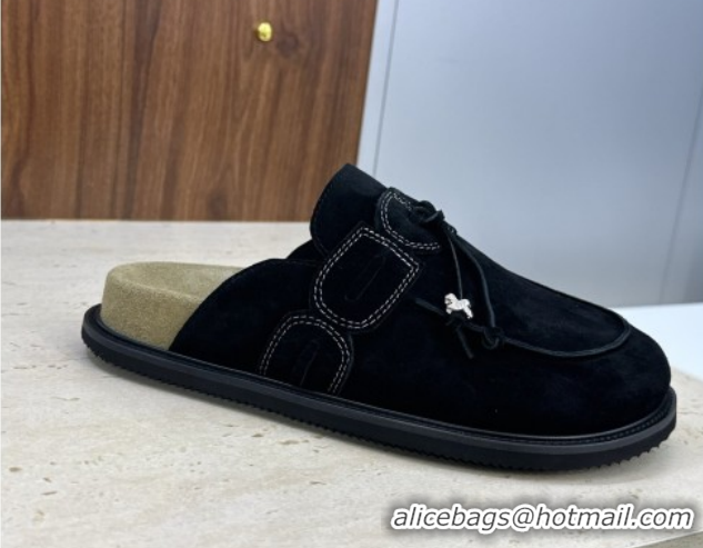 Top Grade The Row Suede Mules with Tie Black 0224063 2026