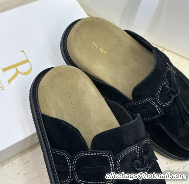Top Grade The Row Suede Mules with Tie Black 0224063 2026