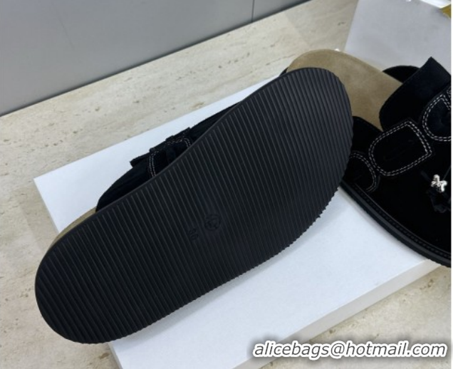 Top Grade The Row Suede Mules with Tie Black 0224063 2026