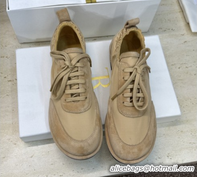 Low Price The Row Suede and Fabric Sneakers Beige 0224066 2026