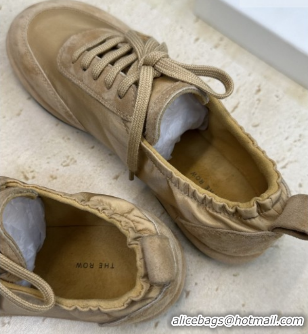 Low Price The Row Suede and Fabric Sneakers Beige 0224066 2026